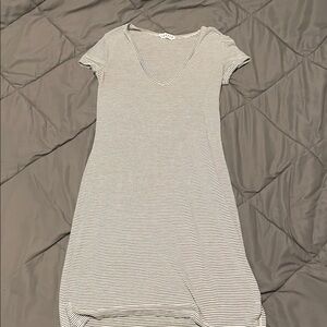 LACAUSA Striped Midi Dress - Black and White